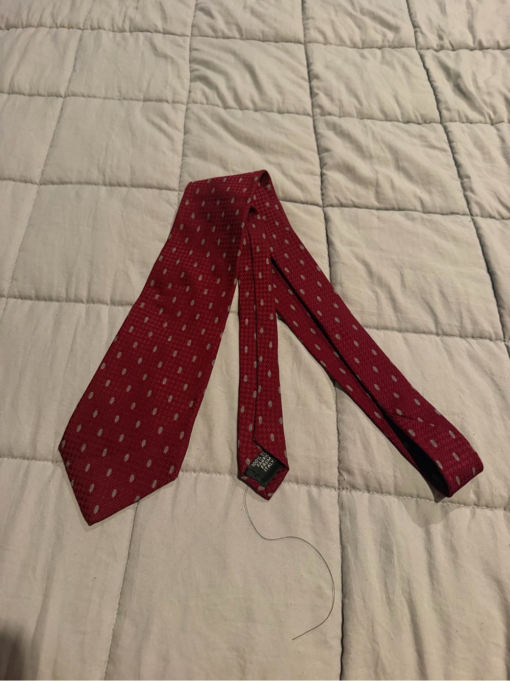 Geoffrey Beene Red Tie with Subtle Silver Dot Pattern